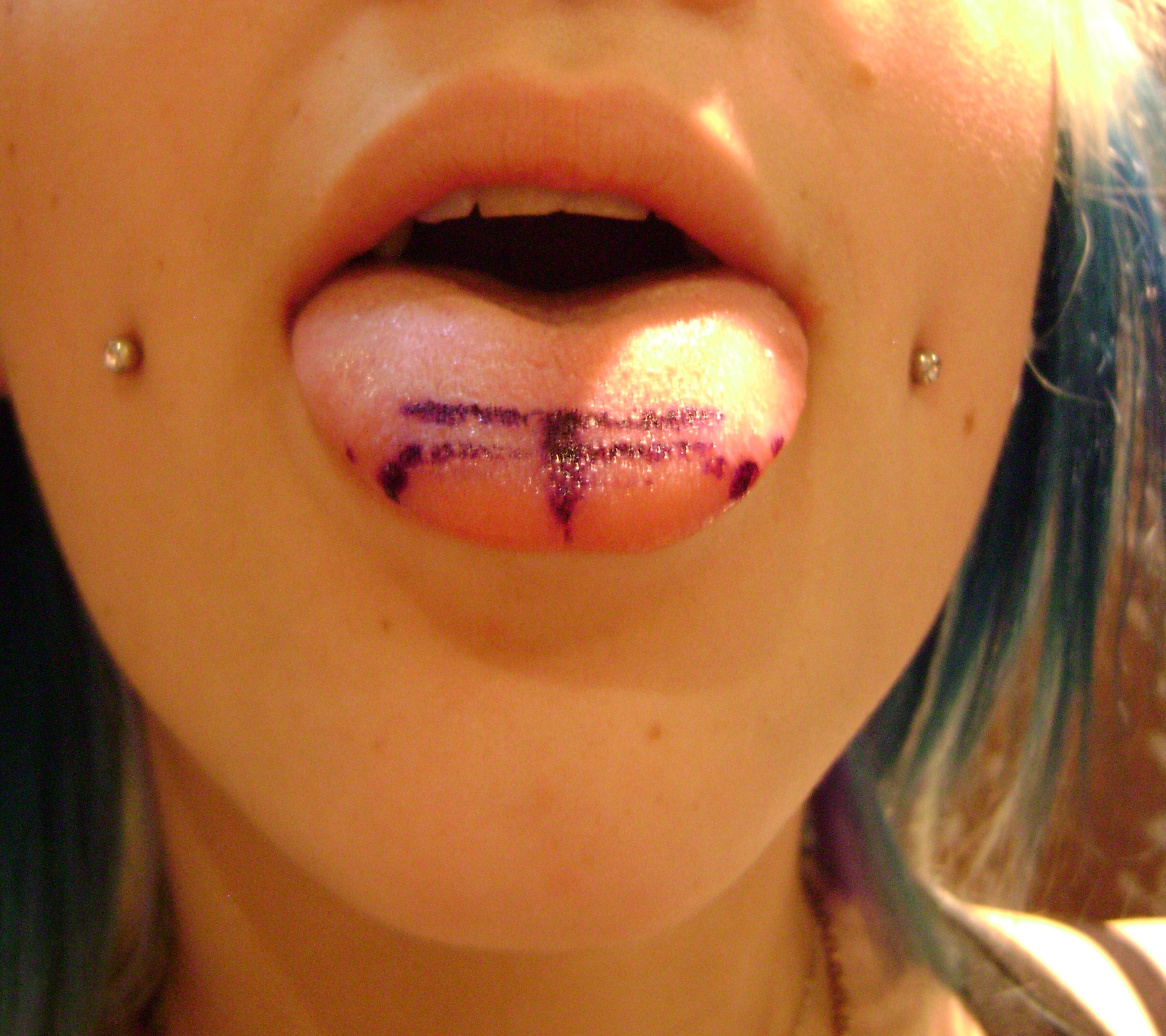 dermal tongue piercing. 